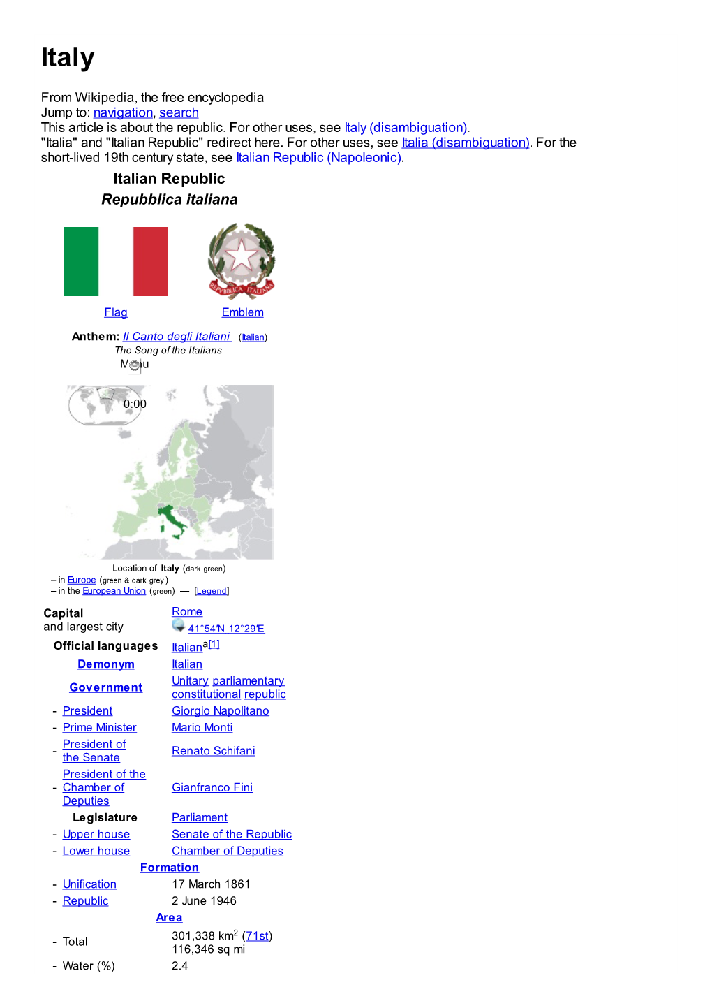 Italian Republic Repubblica Italiana