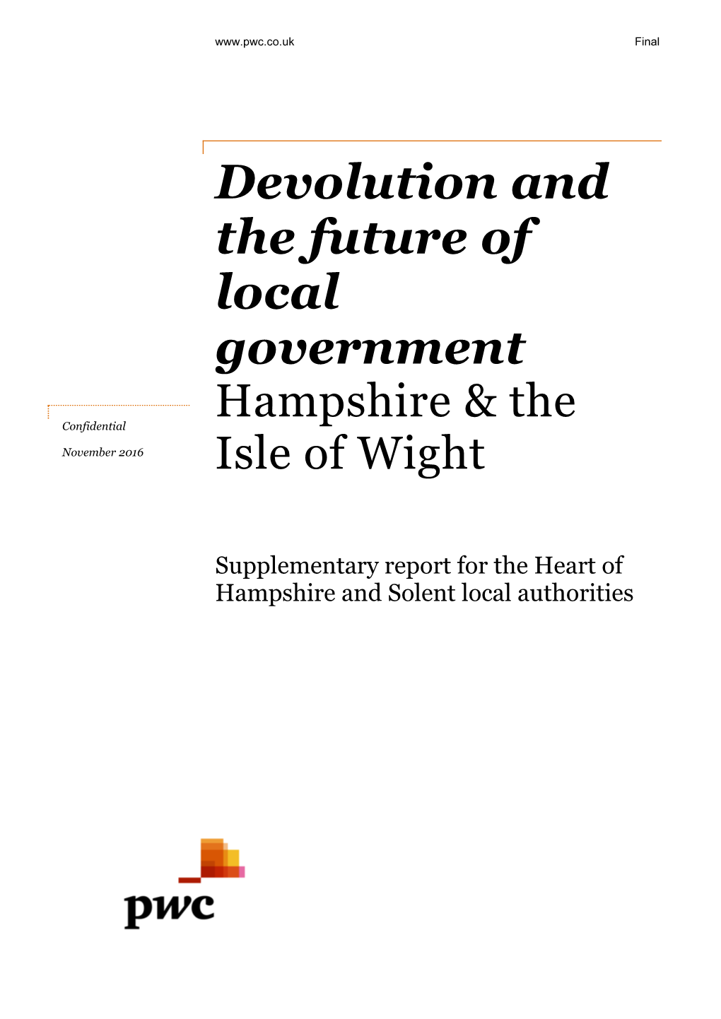 Devolution and the Future of Local Government