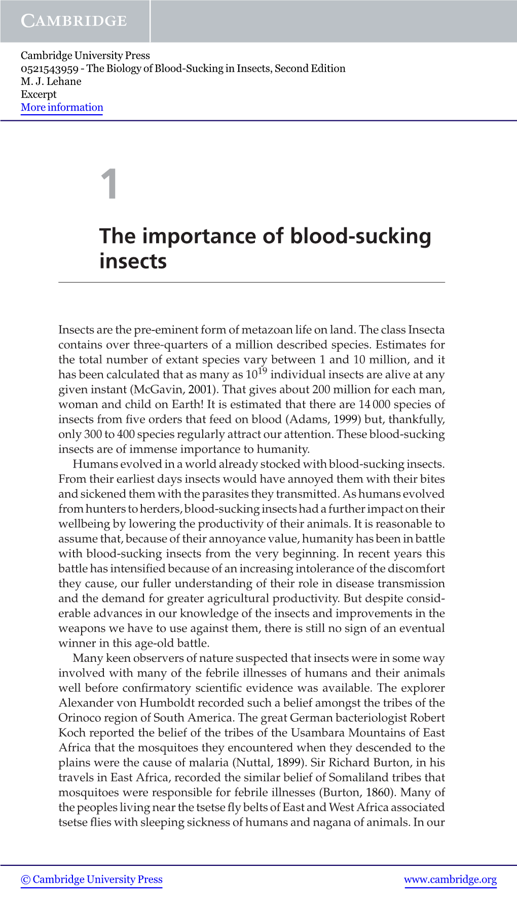 The Importance of Blood-Sucking Insects