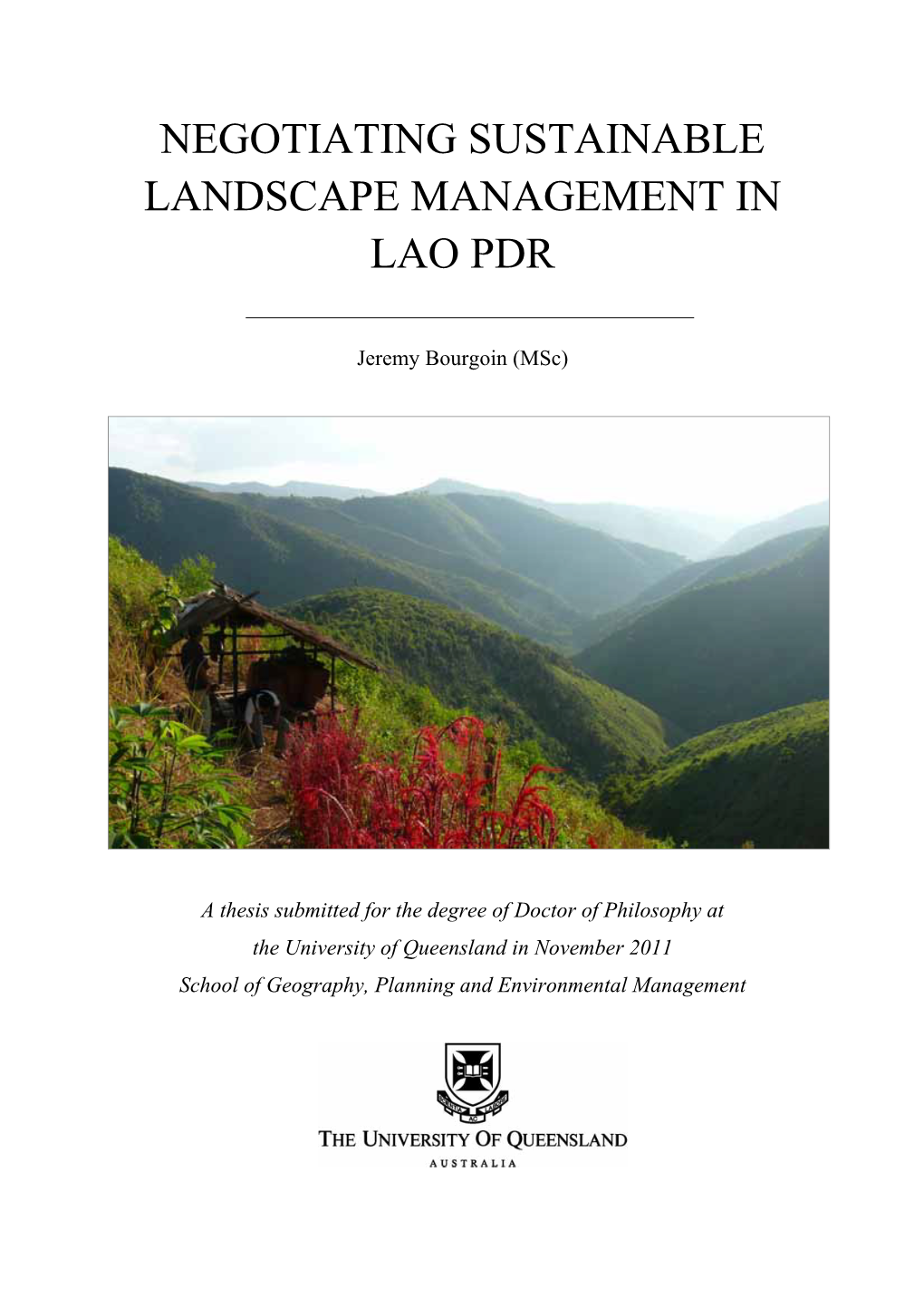 Negotiating Sustainable Landscape Management in Lao Pdr