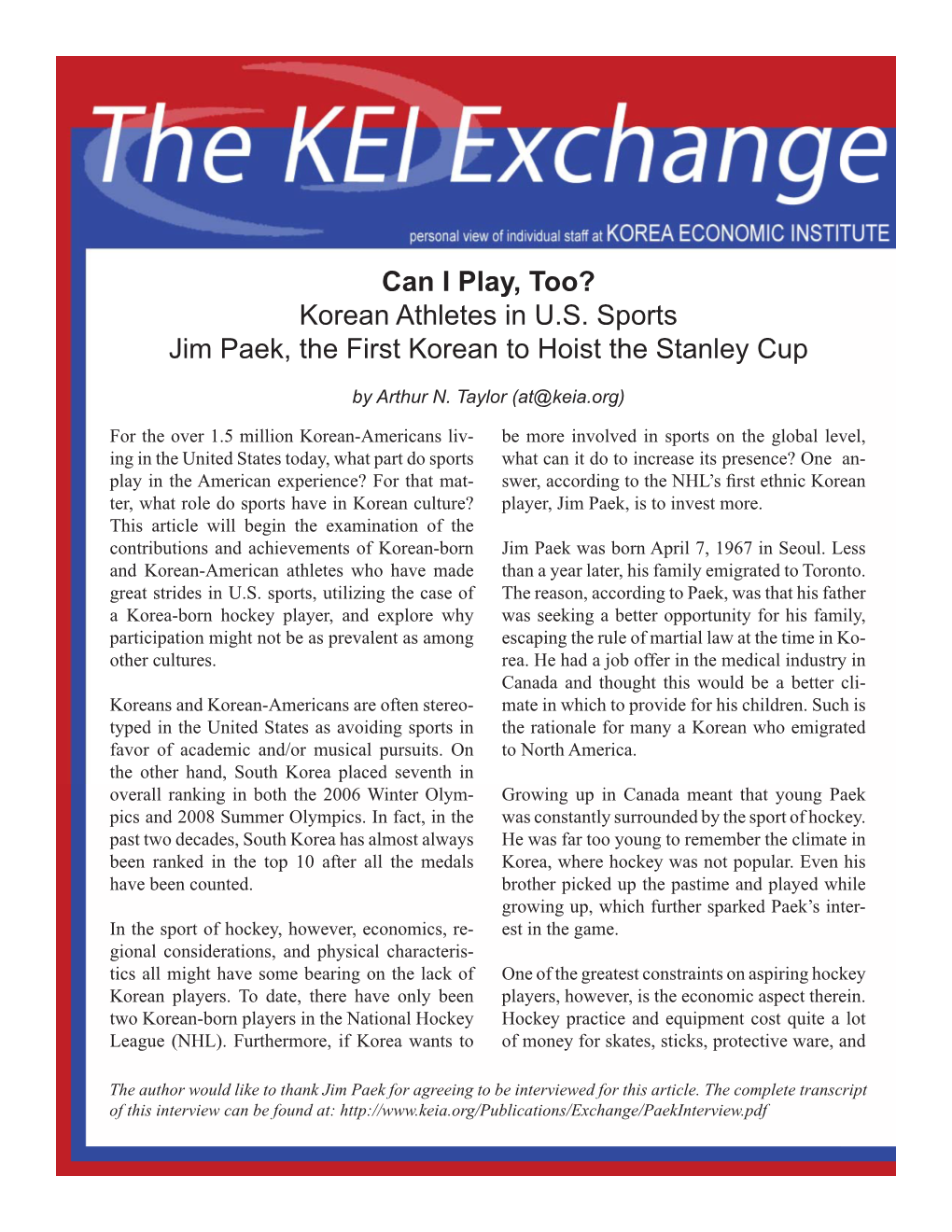 Korean Athletes in US Sports Jim Paek, the First Korean to Hoist The