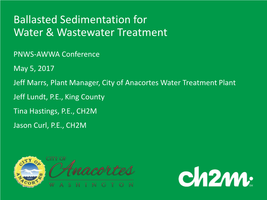 Ballasted Sedimentation for Water & Wastewater Treatment