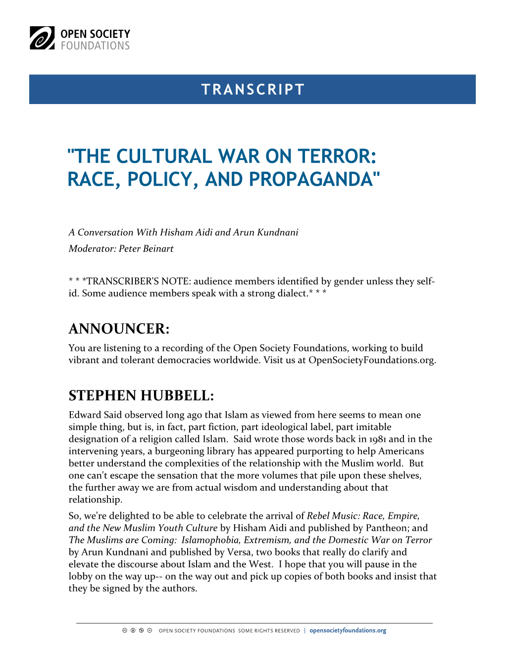 The Cultural War on Terror: Race, Policy, and Propaganda"