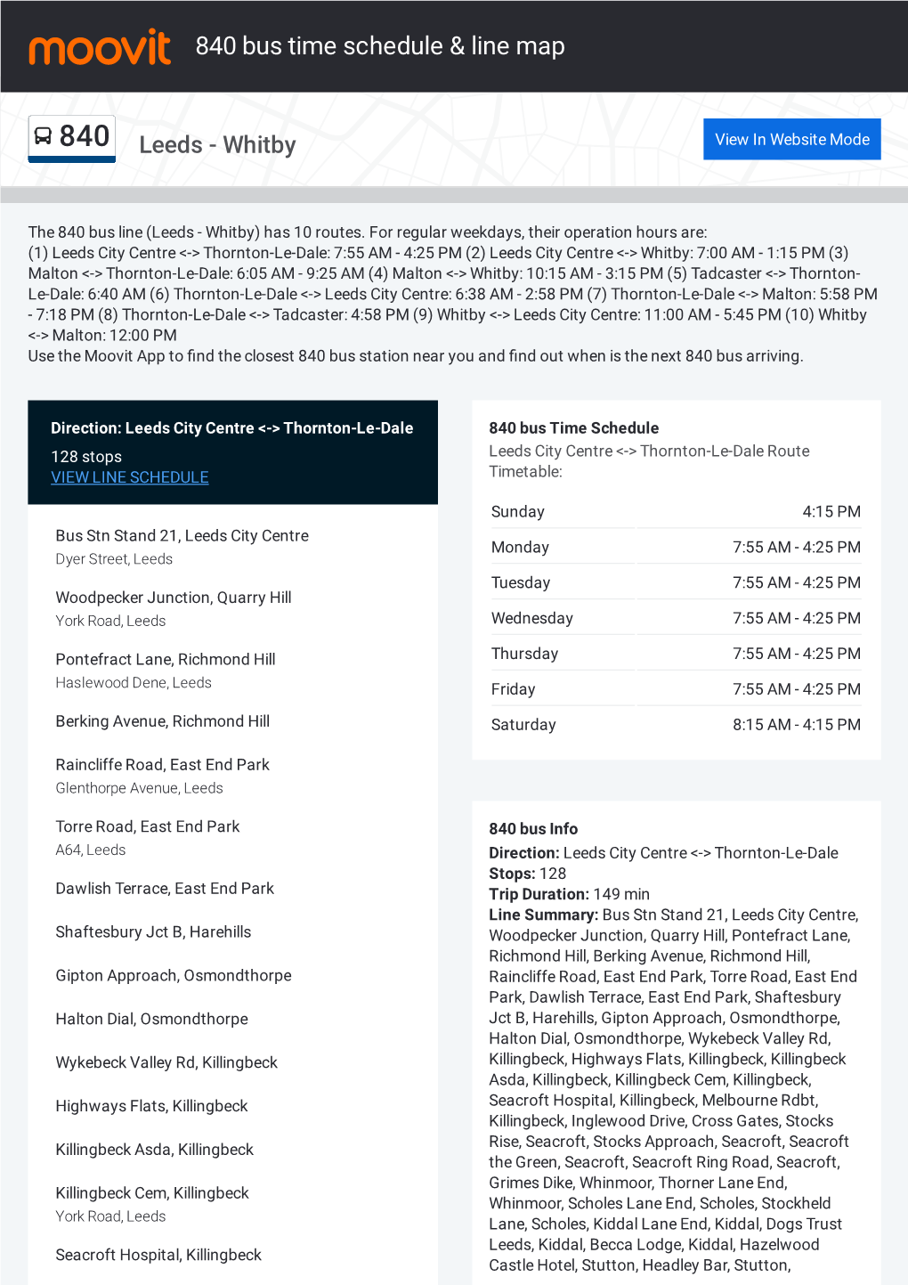 840 Bus Time Schedule & Line Route