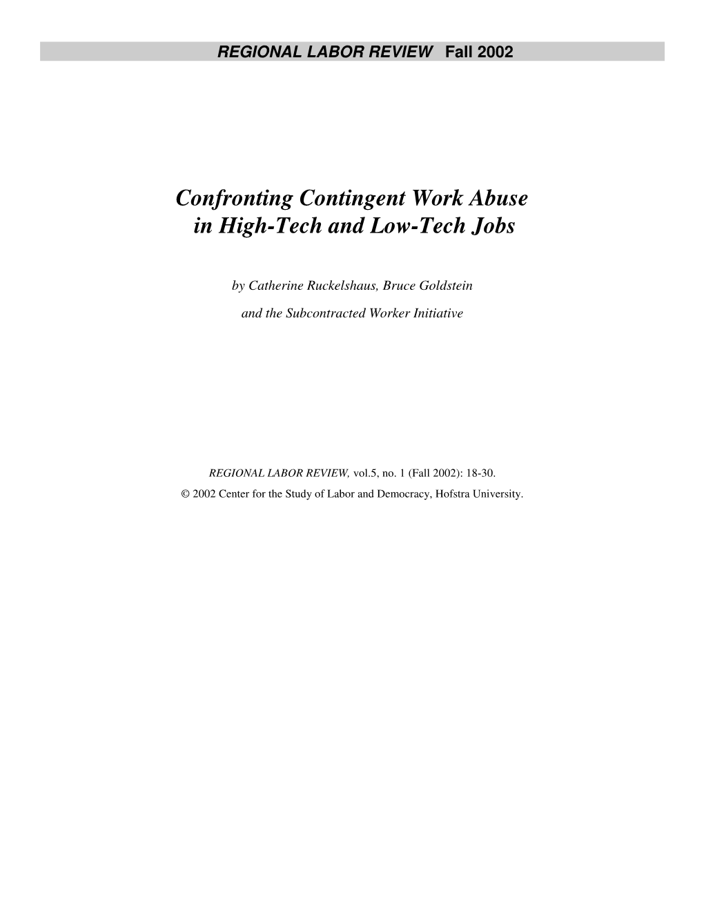 Confronting Contingent Work Abuse in High-Tech and Low-Tech Jobs