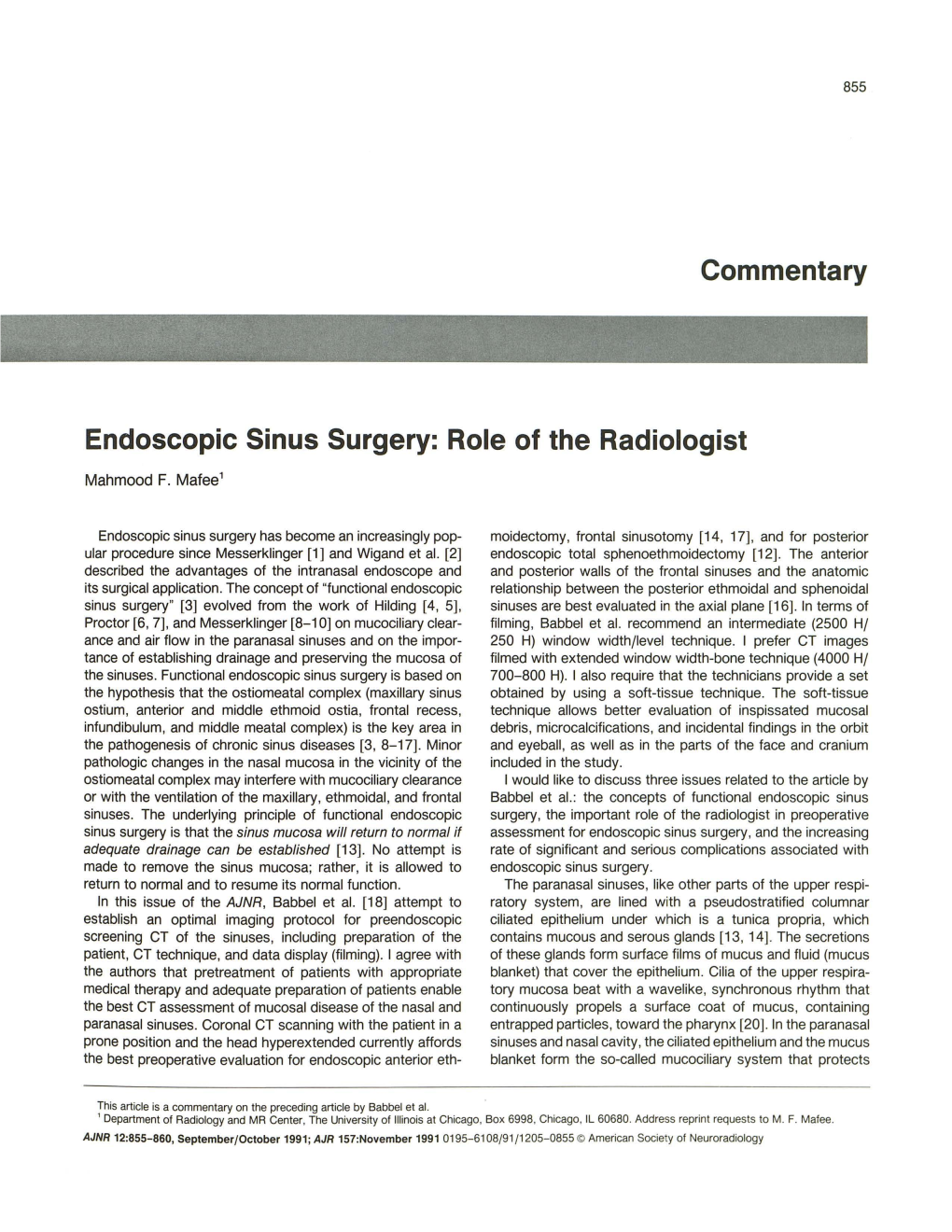 Endoscopic Sinus Surgery: Role of the Radiologist