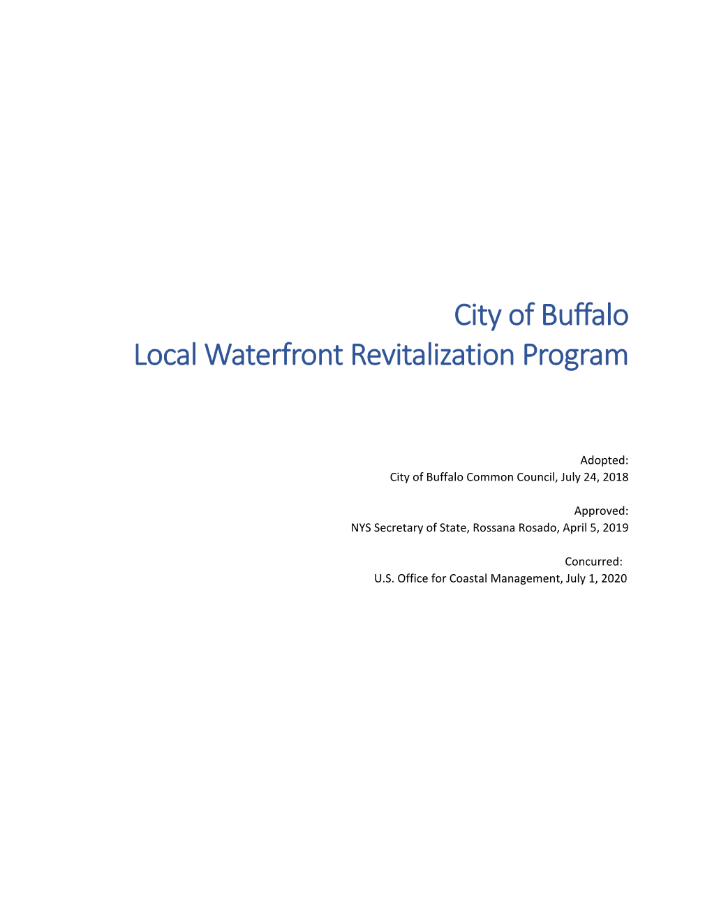 City of Buffalo Local Waterfront Revitalization Program