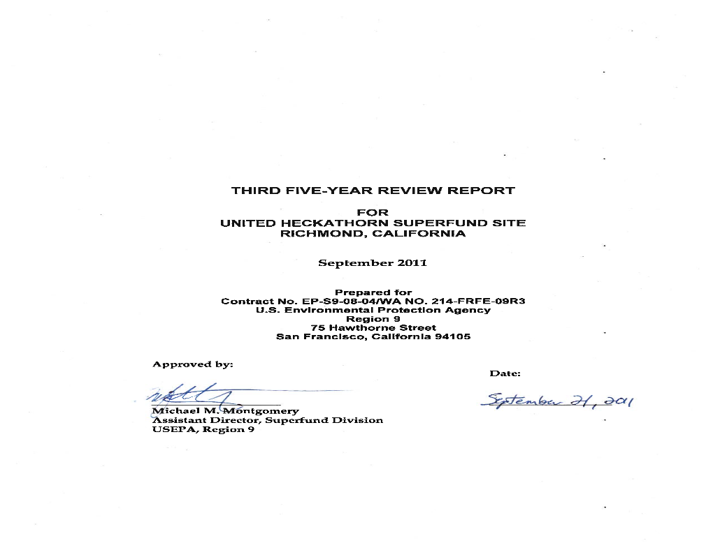 Third Five-Year Review Report for United Heckathorn Superfund Site