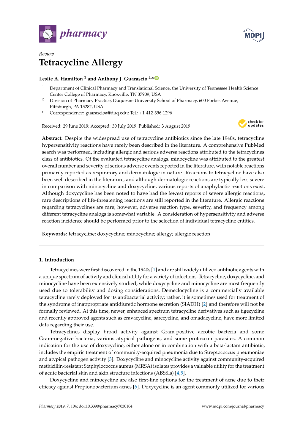 Tetracycline Allergy