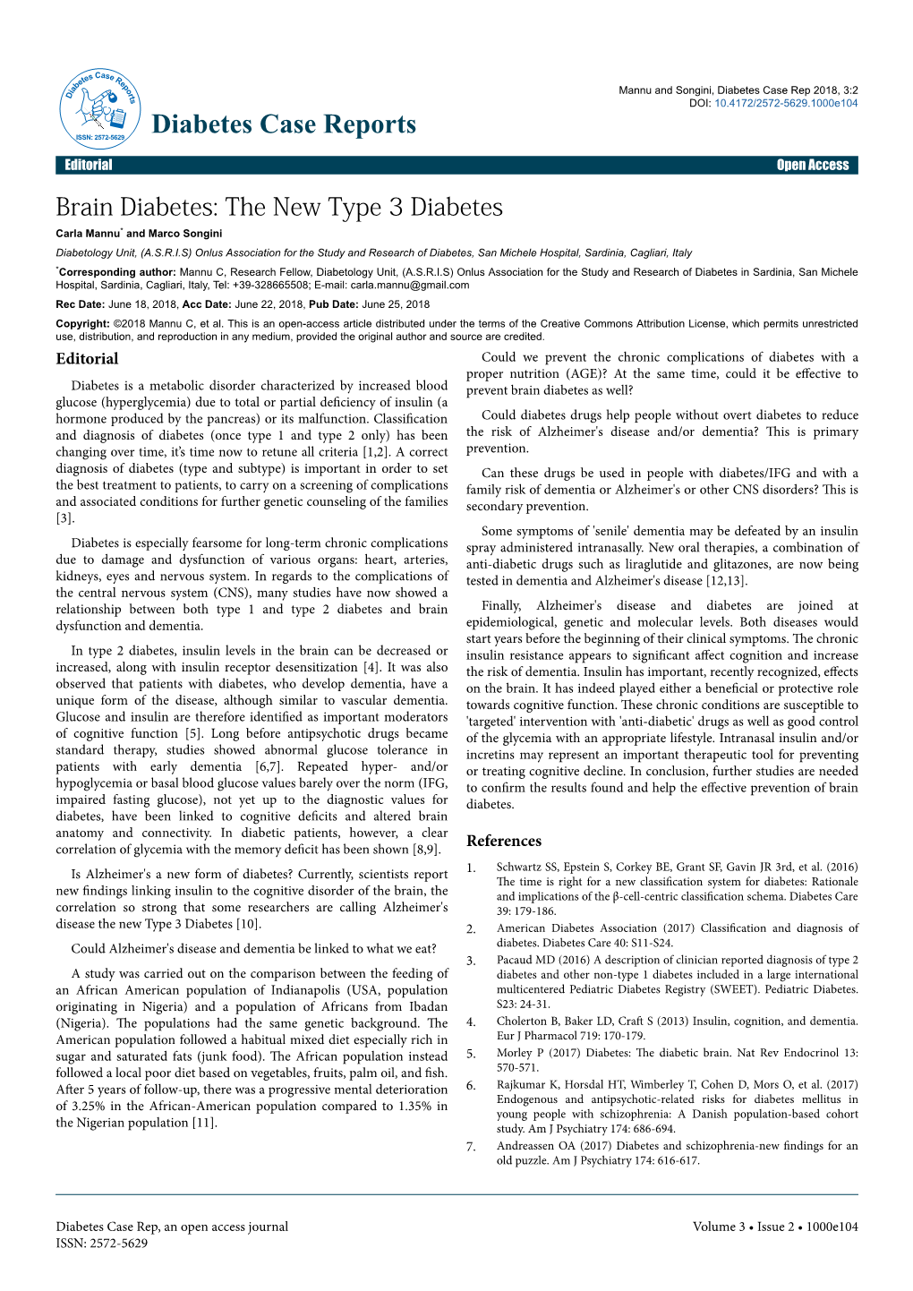 Brain Diabetes: the New Type 3 Diabetes