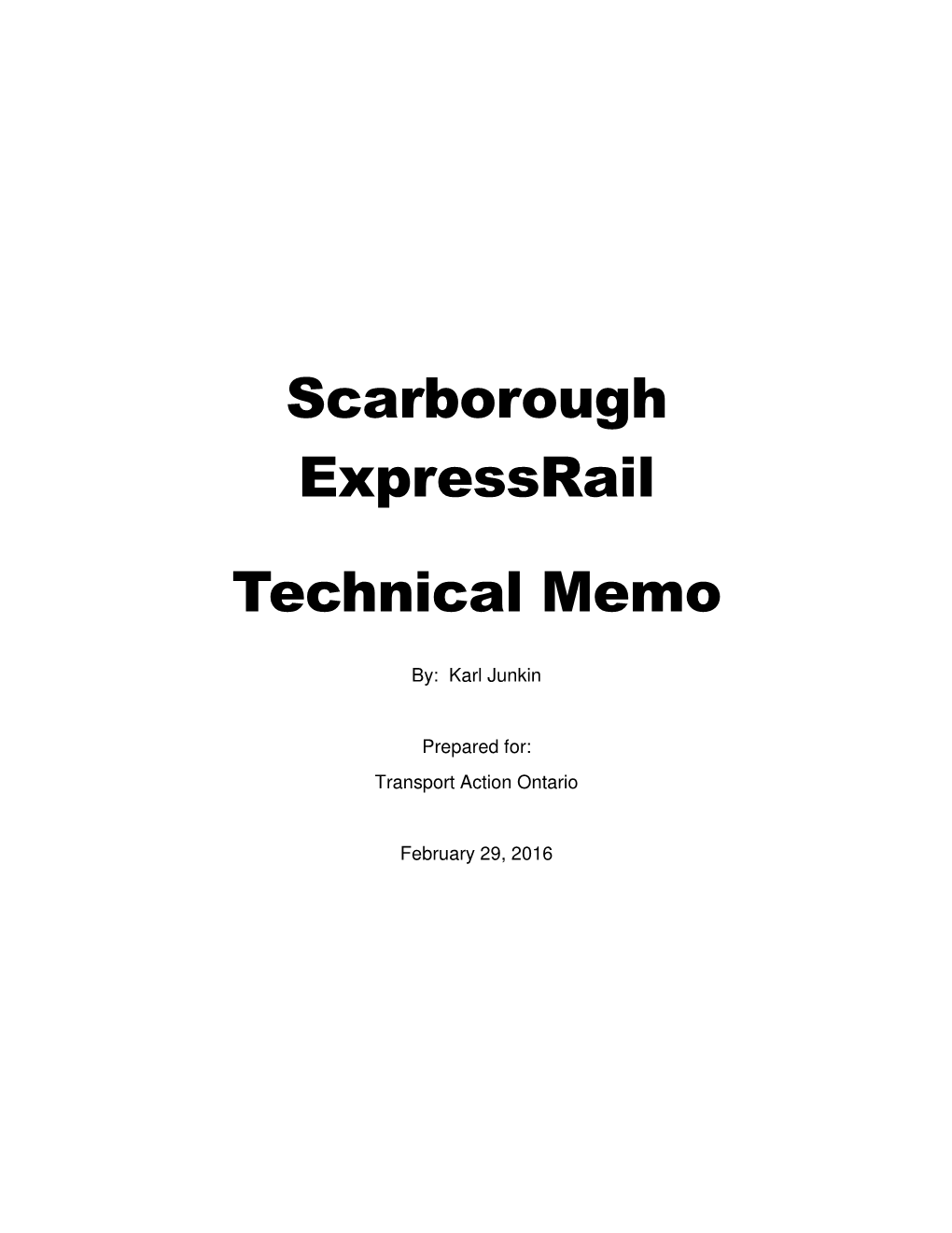 Scarborough Expressrail Technical Memo