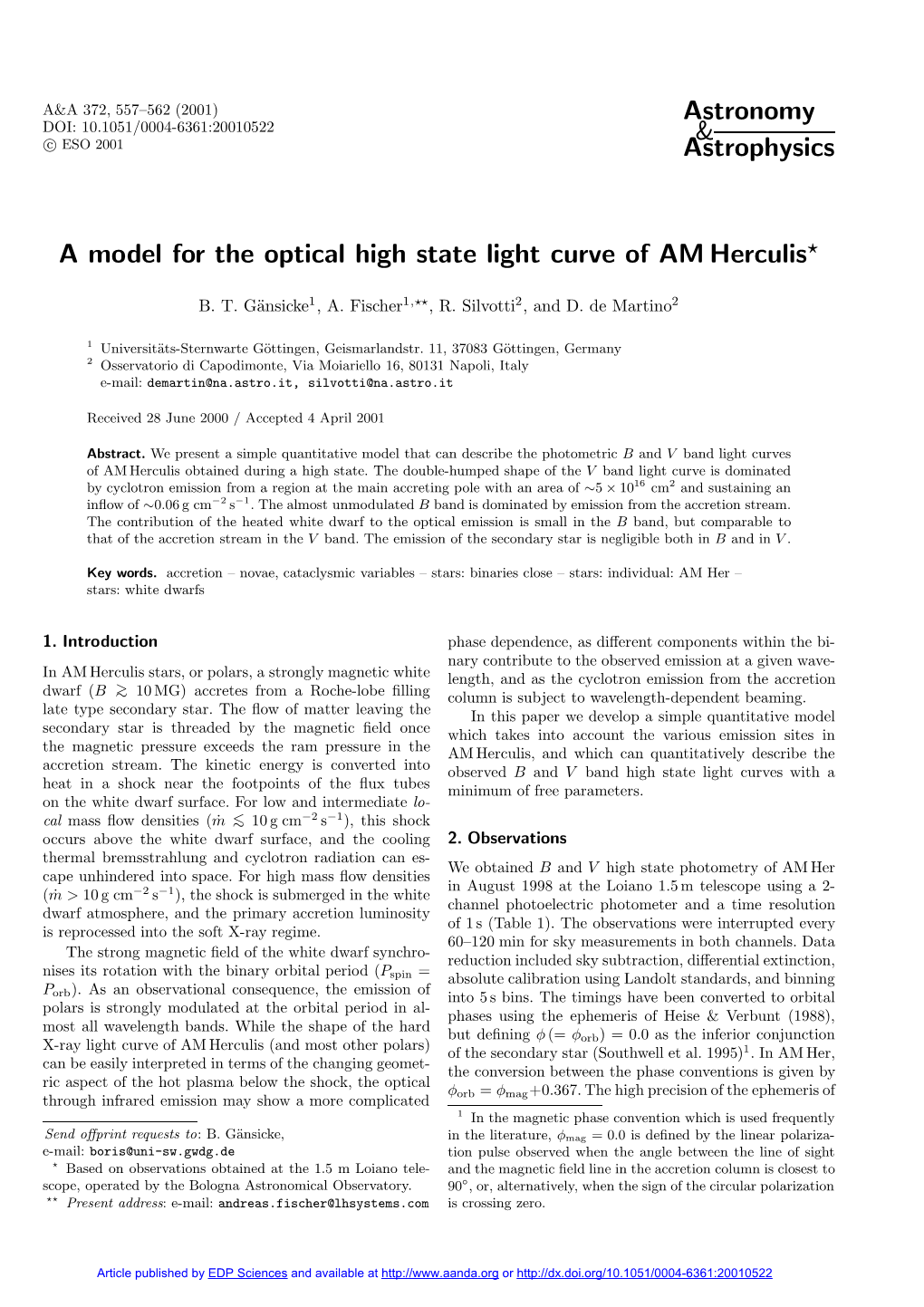 A Model for the Optical High State Light Curve of AM Herculis?