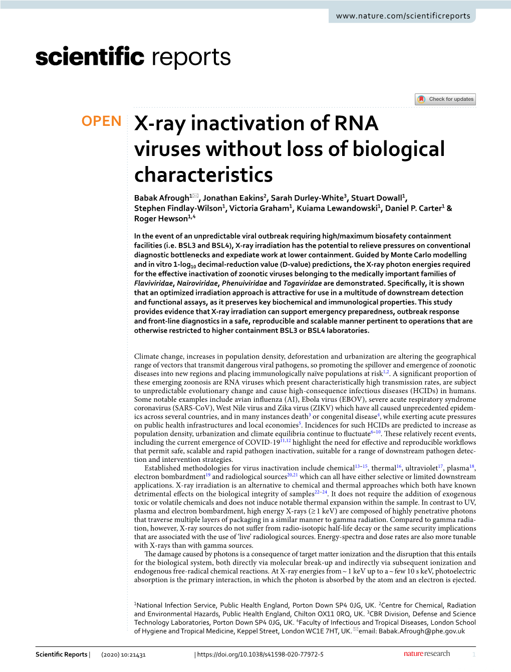 X-Ray Inactivation of RNA Viruses Without Loss of Biological