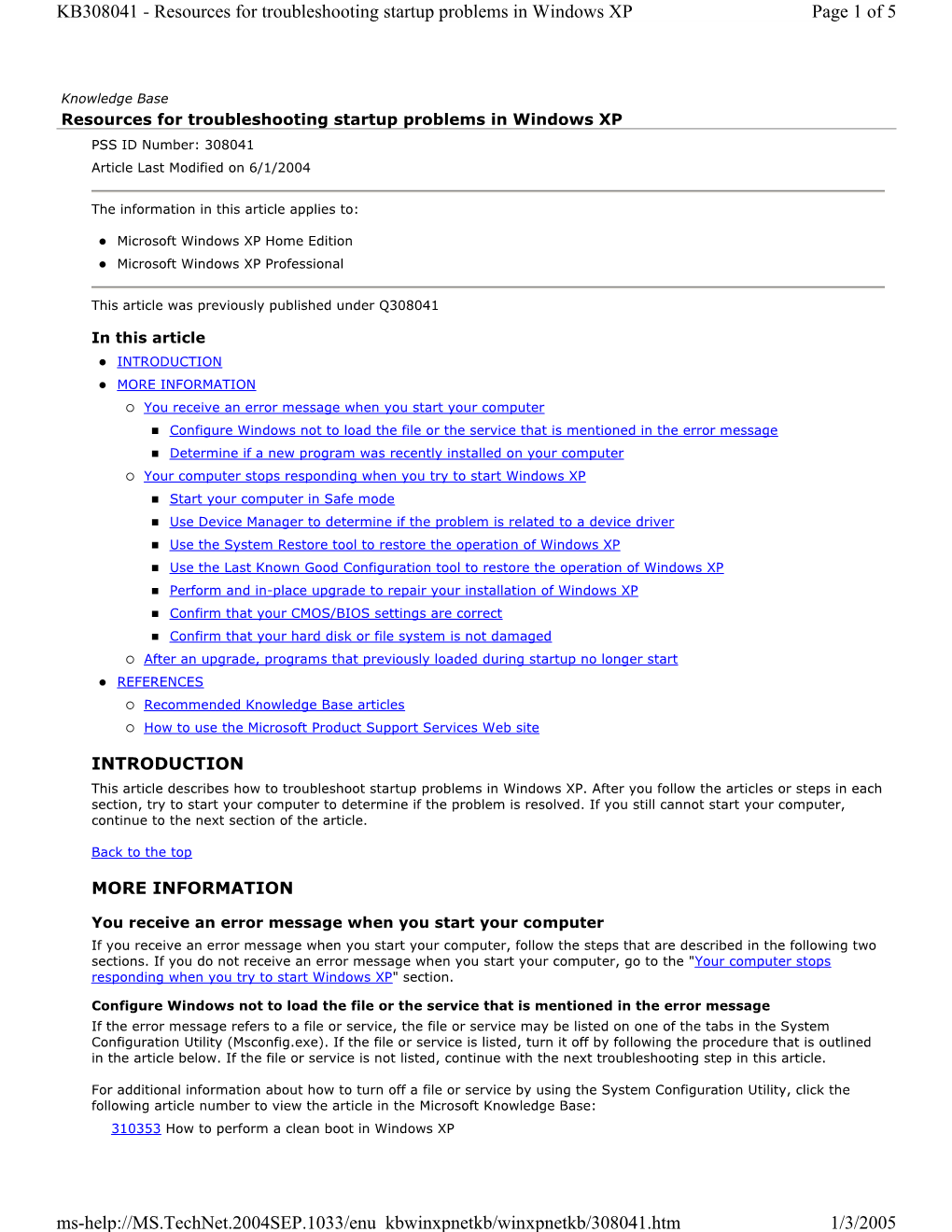 Troubleshooting Startup Problems in Windows XP Page 1 of 5