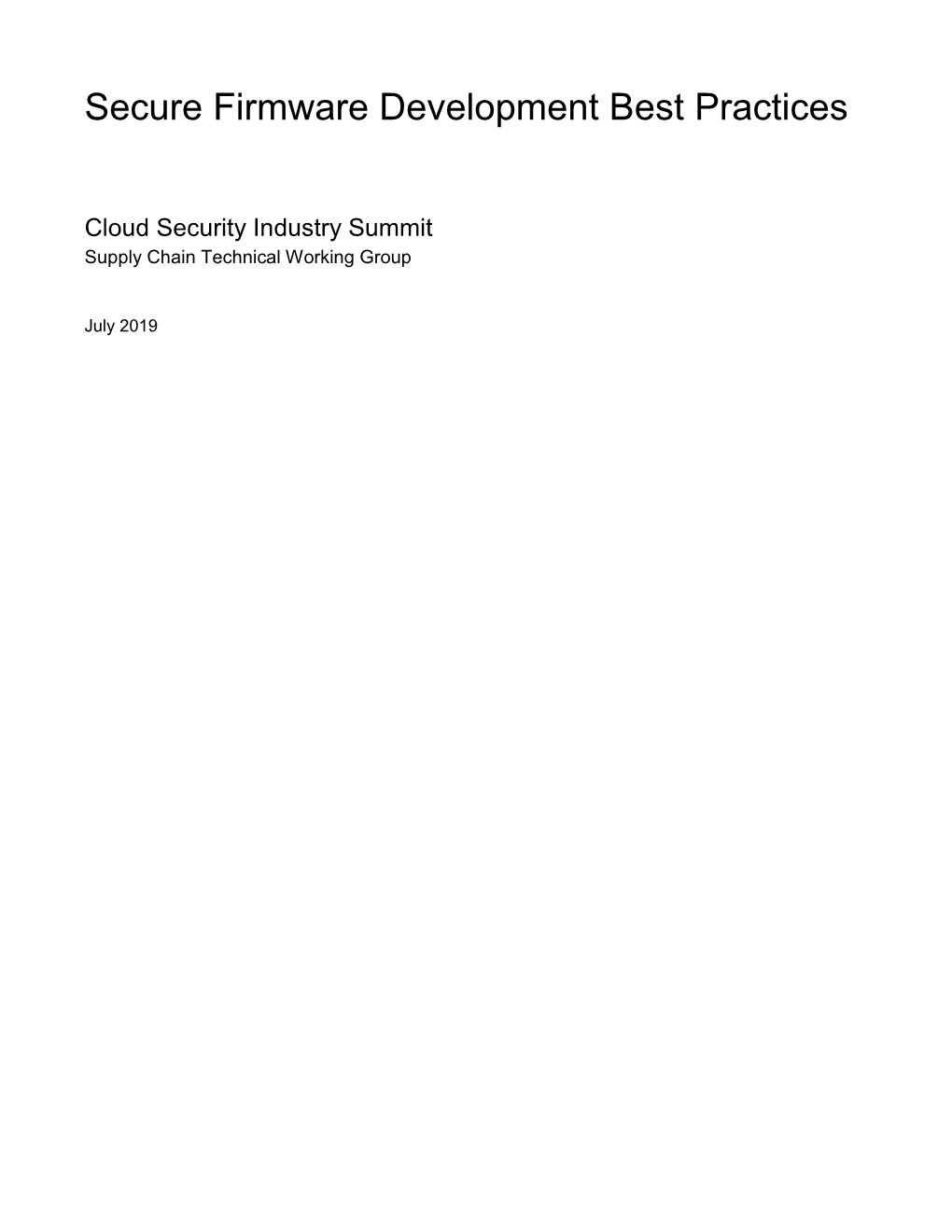 Industry Paper, Secure Firmware Development Best Practices, CSIS