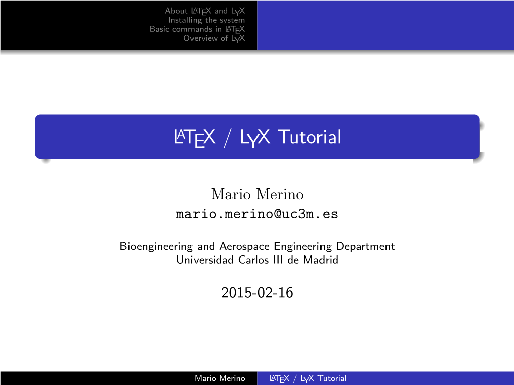 LATEX / LYX Tutorial