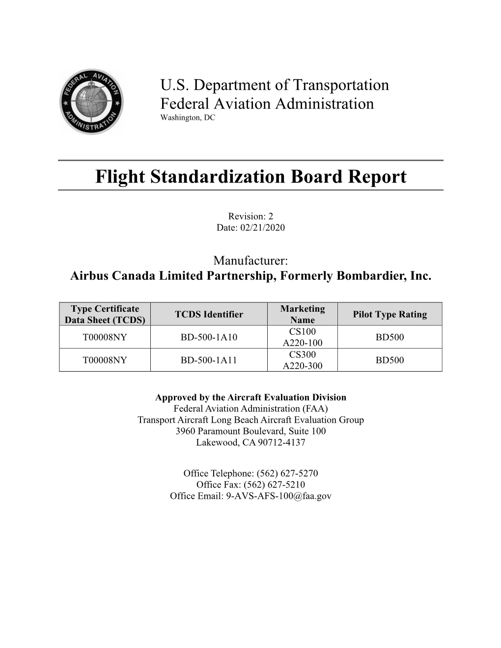 Flight Standardization Board Report