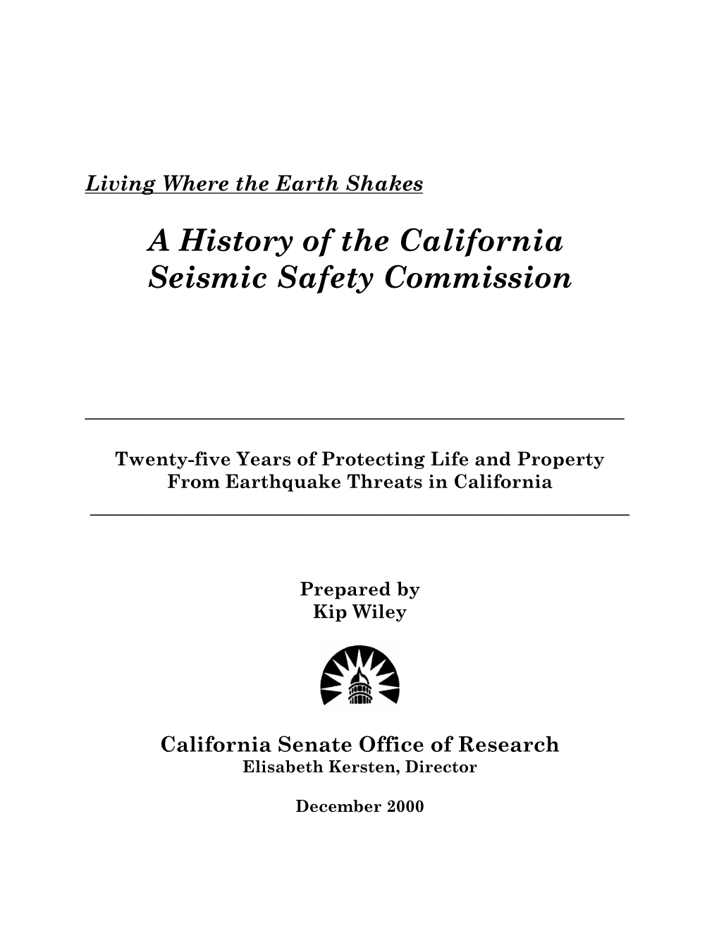 A History of the California Seismic Safety Commission