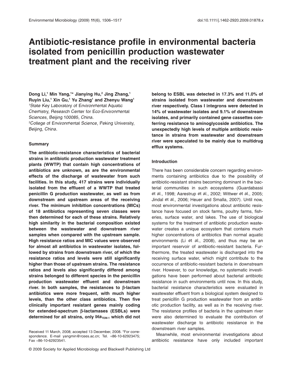 Antibiotic-Resistance Profile in Environmental Bacteria Isolated