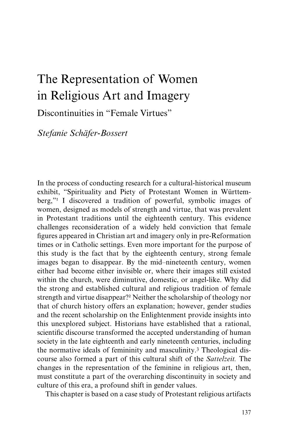 The Representation of Women in Religious Art and Imagery Discontinuities in “Female Virtues”