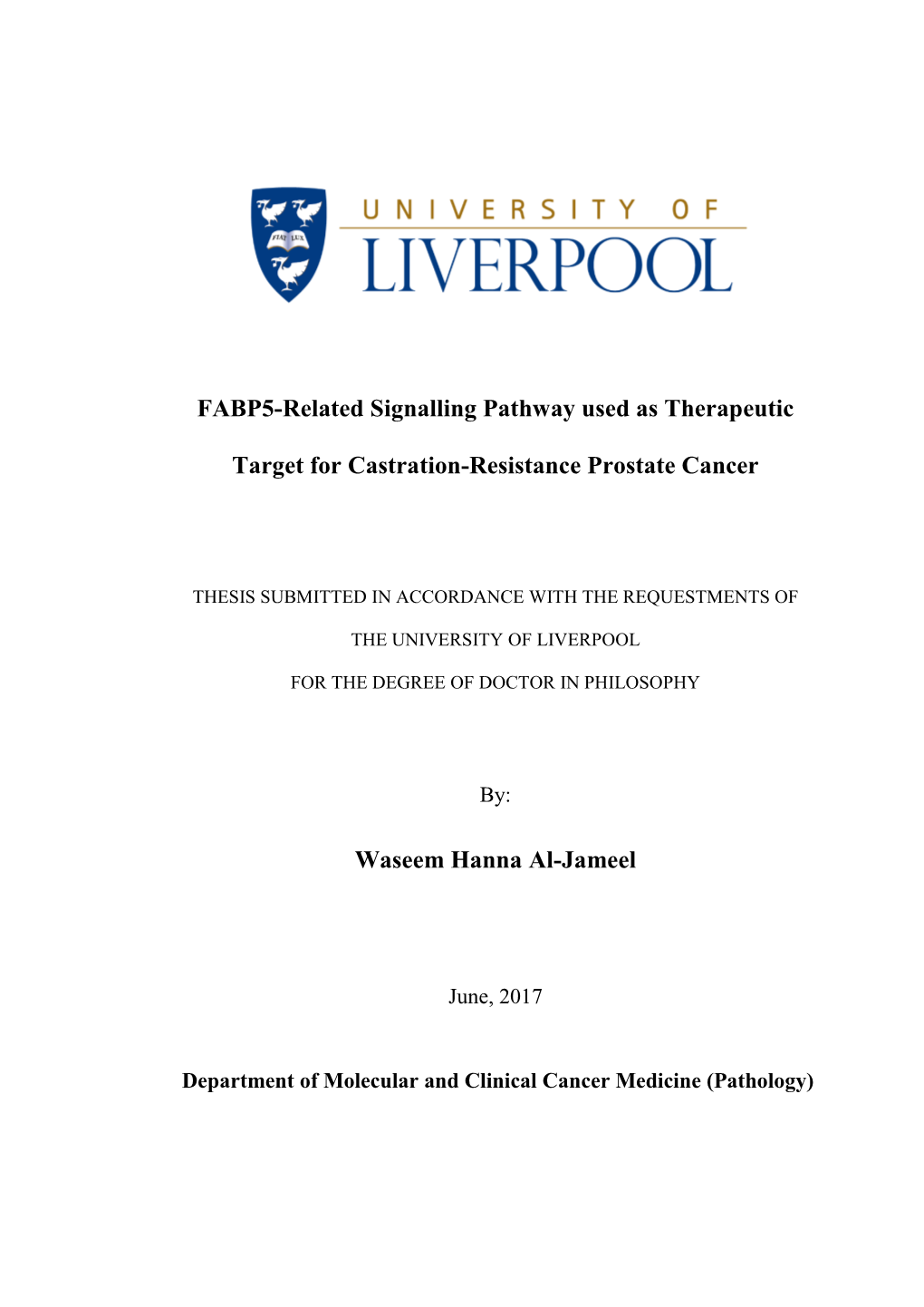 FABP5-Related Signalling Pathway Used As Therapeutic Target For