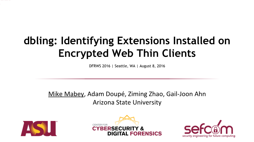 Identifying Extensions Installed on Encrypted Web Thin Clients