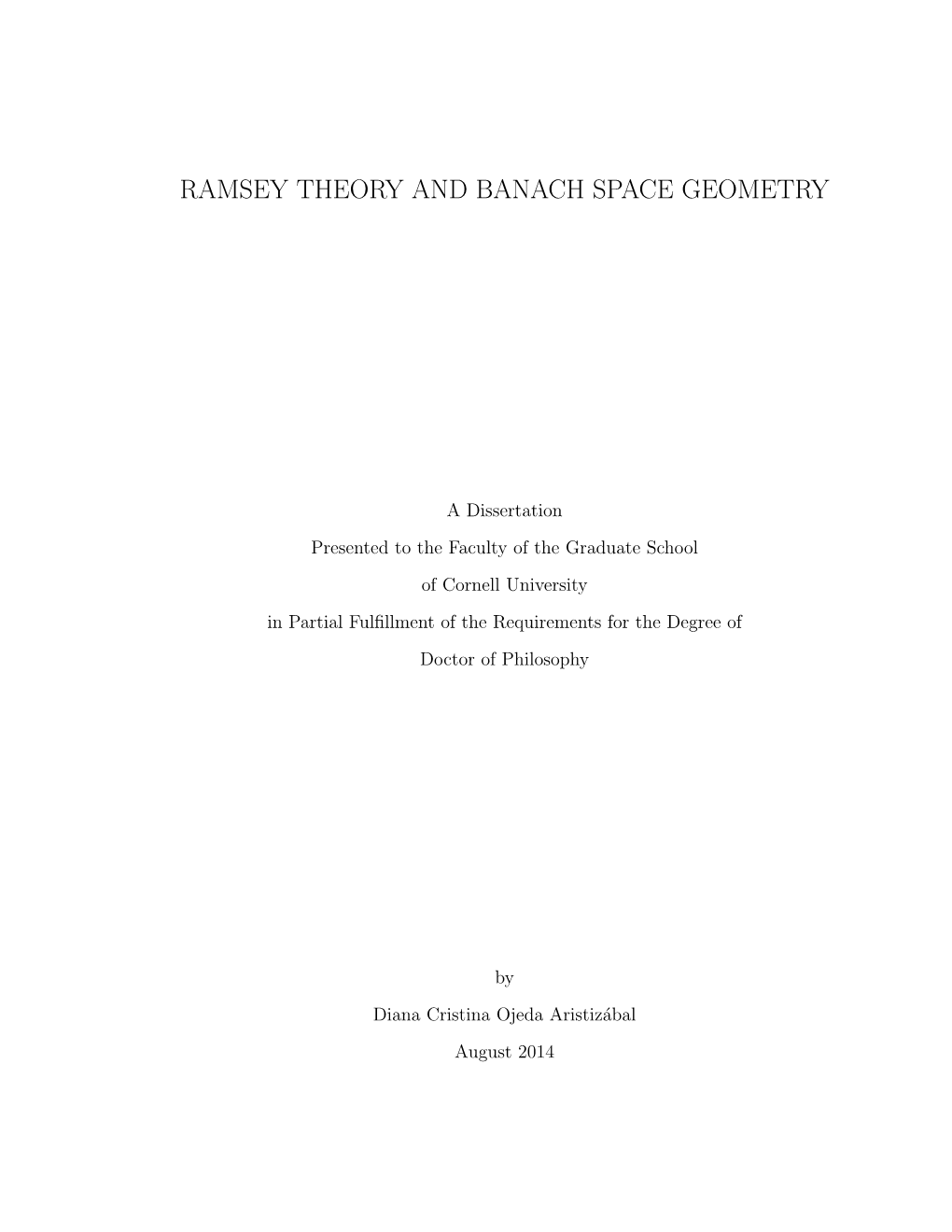 Ramsey Theory and Banach Space Geometry