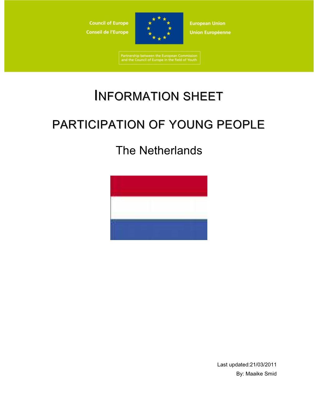 Participation of Young People’ the Netherlands - 0 - TABLE of CONTENTS