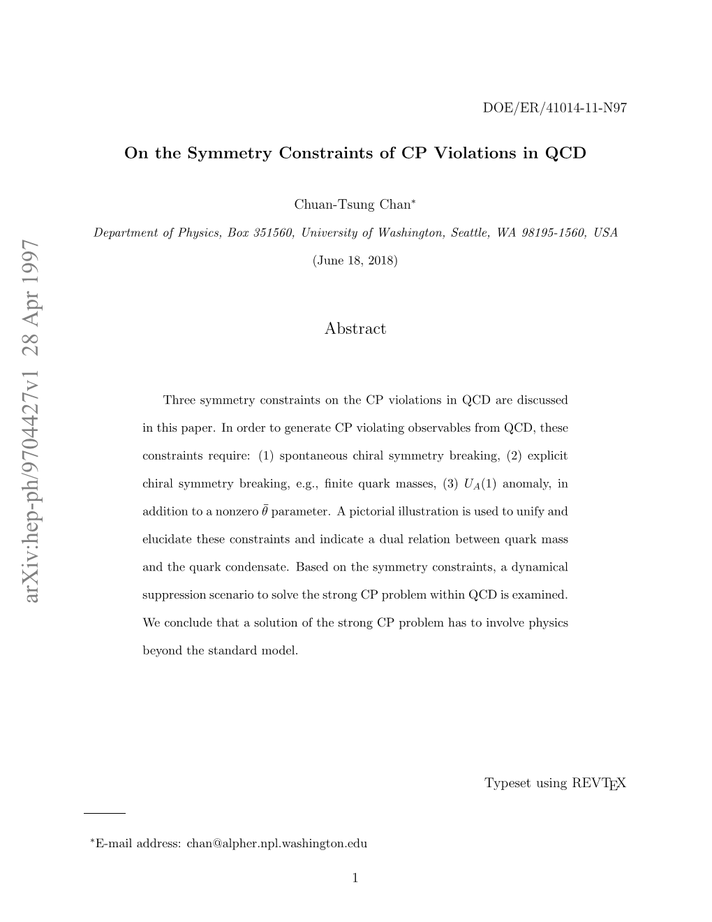 Arxiv:Hep-Ph/9704427V1 28 Apr 1997