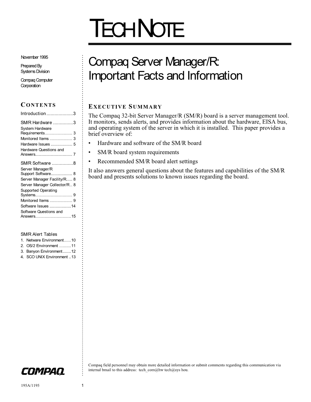Compaq Server Manager/R