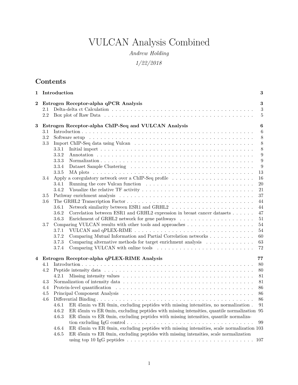 VULCAN Analysis Combined Andrew Holding 1/22/2018