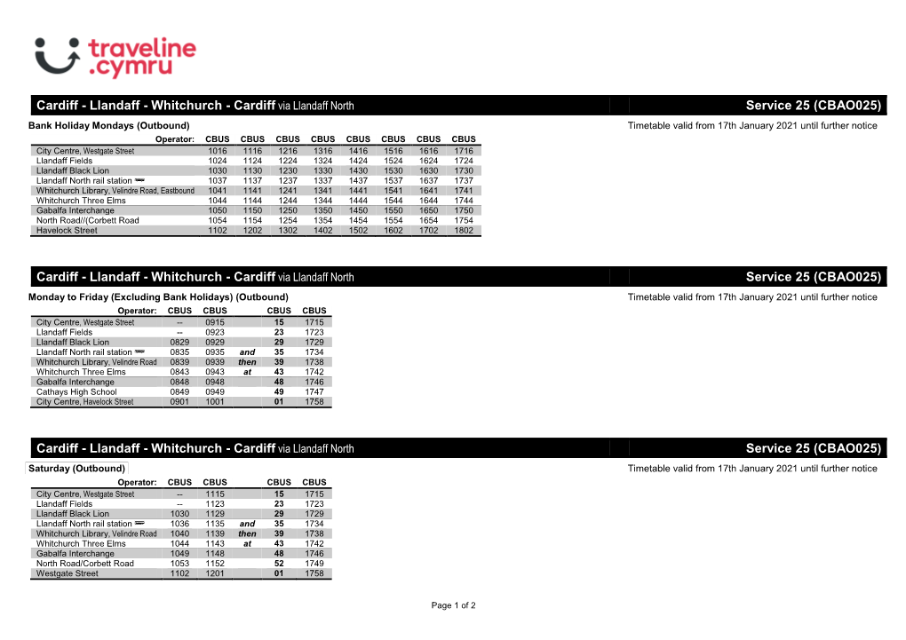 Timetable 025CBA1