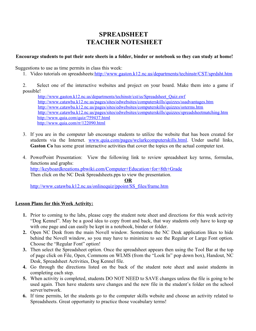 Suggestions to Use As Time Permits in Class This Week