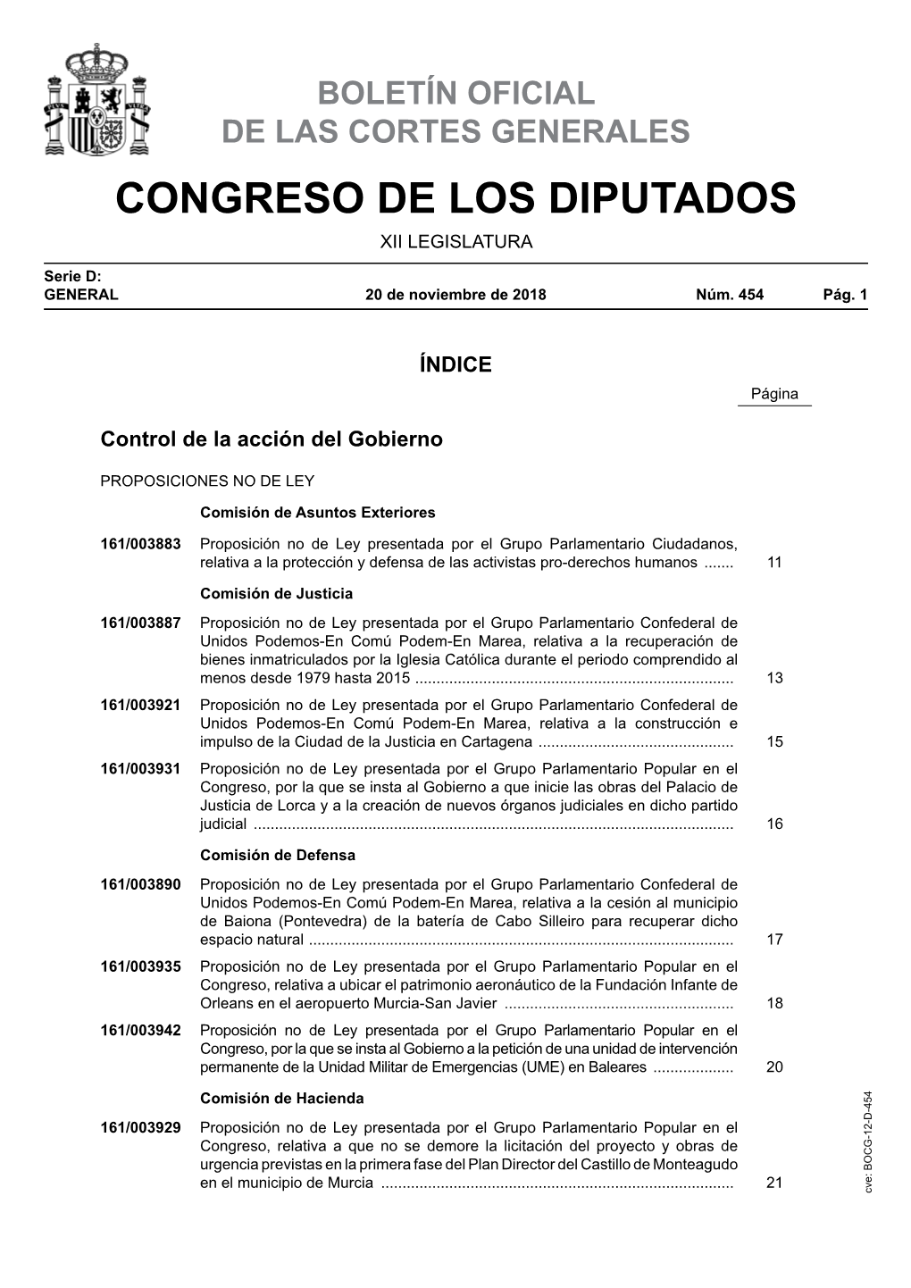 Proposición No De Ley Presentada Por El Grupo Parlamentario Ciudadanos, Relativa a La Protección Y Defensa De Las Activistas Pro-Derechos Humanos