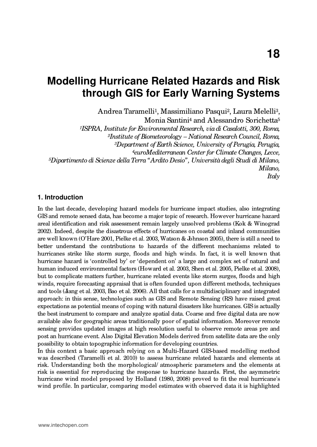 Modelling Hurricane Related Hazards and Risk Through GIS for Early Warning Systems