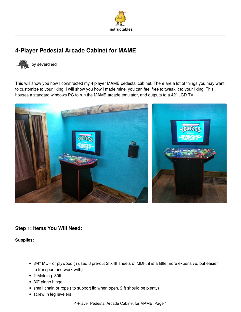4-Player Pedestal Arcade Cabinet for MAME