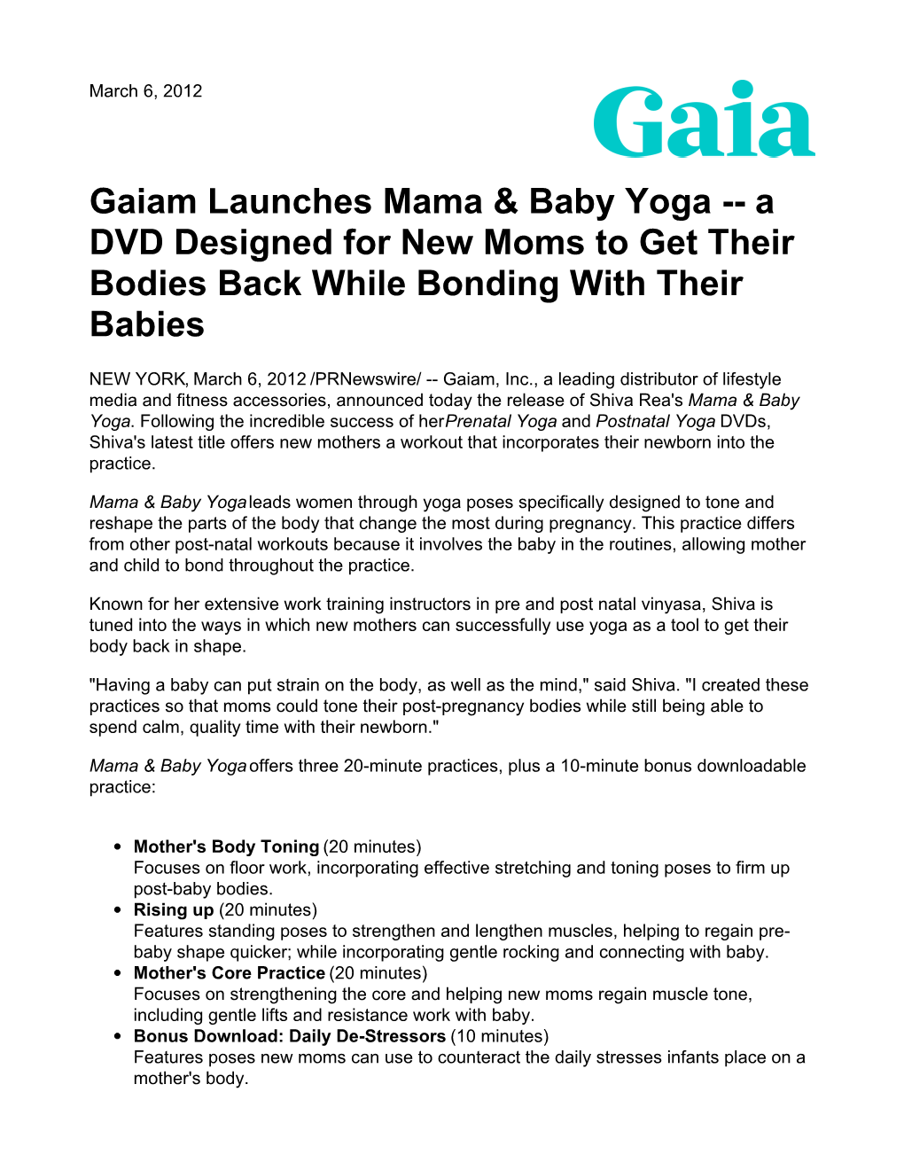 Gaiam Launches Mama & Baby Yoga