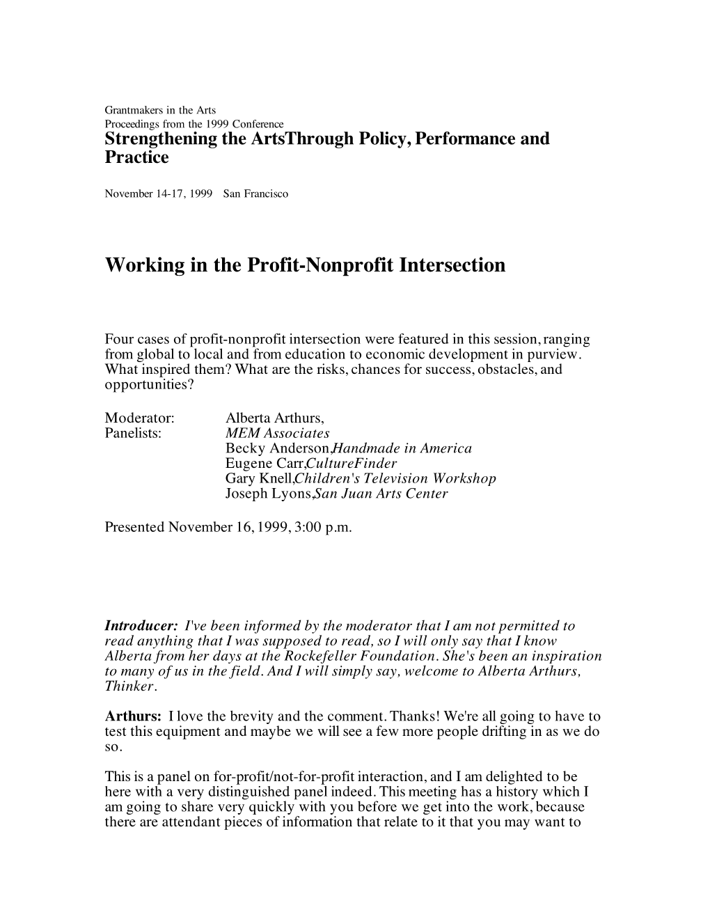 Working in the Profit-Nonprofit Intersection