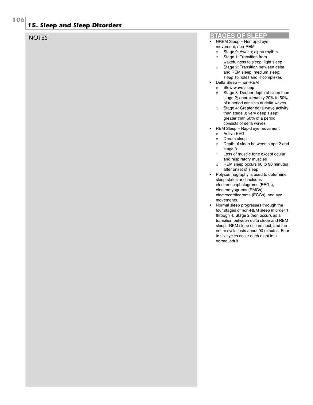 STAGES of SLEEP 106 15. Sleep and Sleep Disorders NOTES