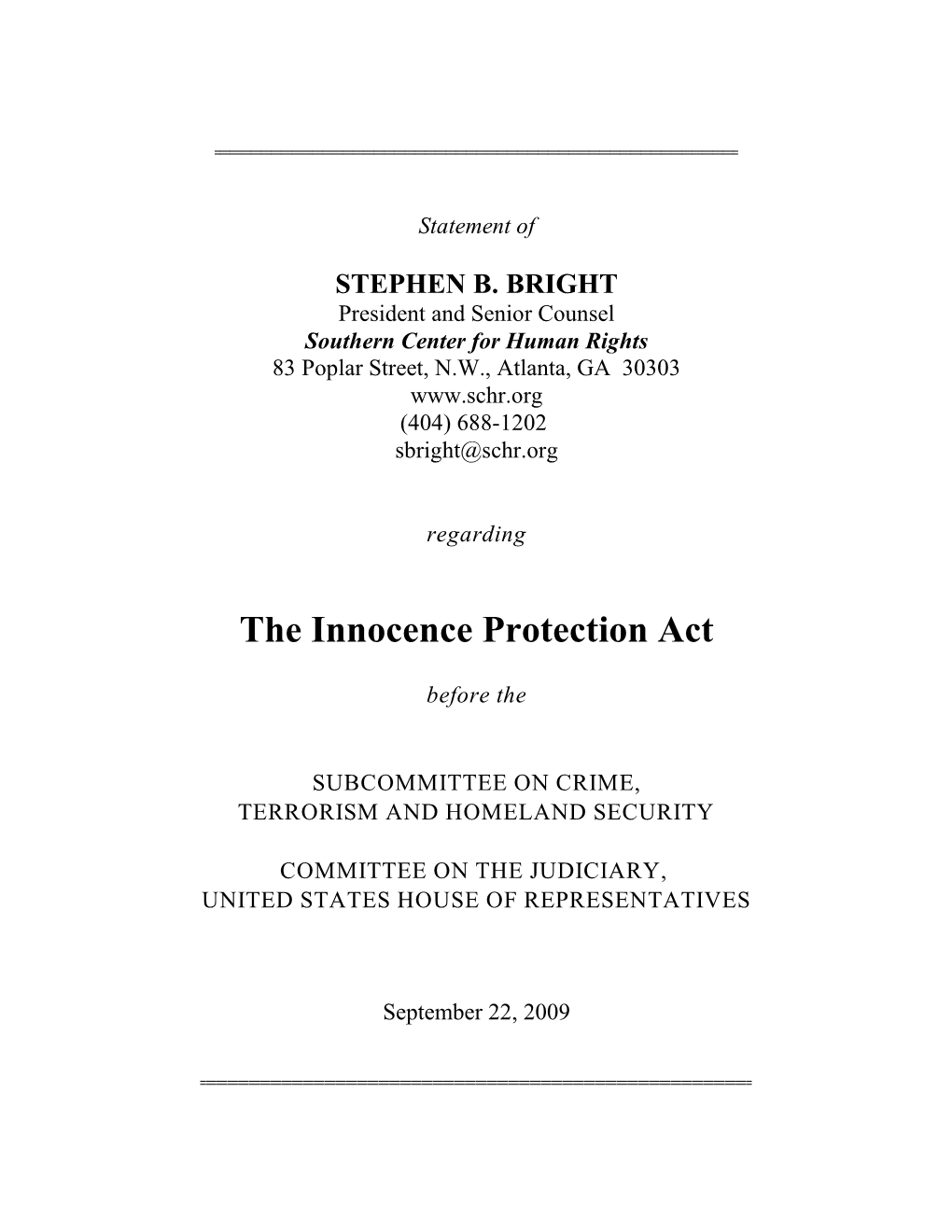 The Innocence Protection Act