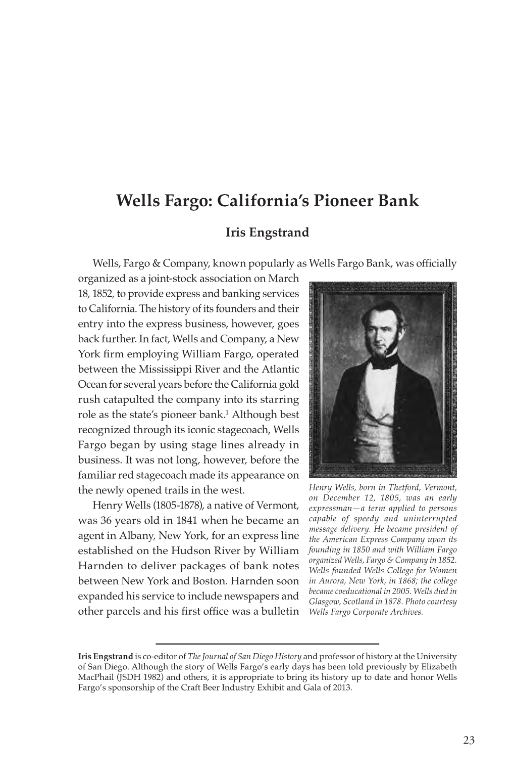 Wells Fargo: California's Pioneer Bank