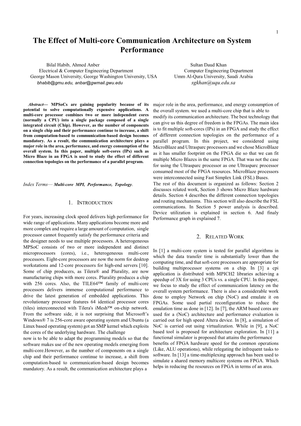 The Effect of Multi-Core Communication Architecture on System Performance