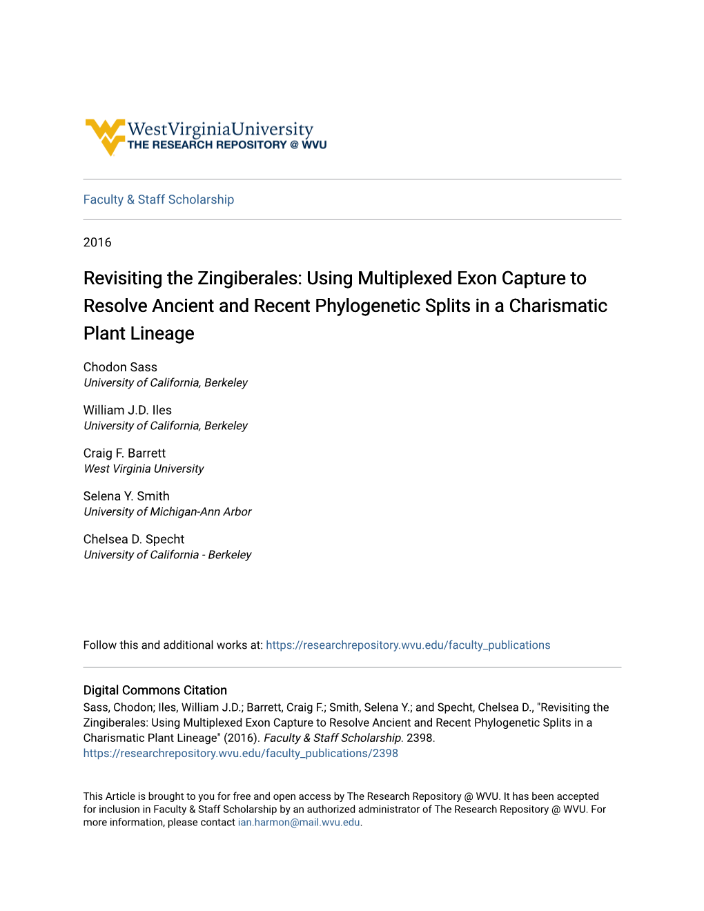 Revisiting the Zingiberales: Using Multiplexed Exon Capture to Resolve Ancient and Recent Phylogenetic Splits in a Charismatic Plant Lineage