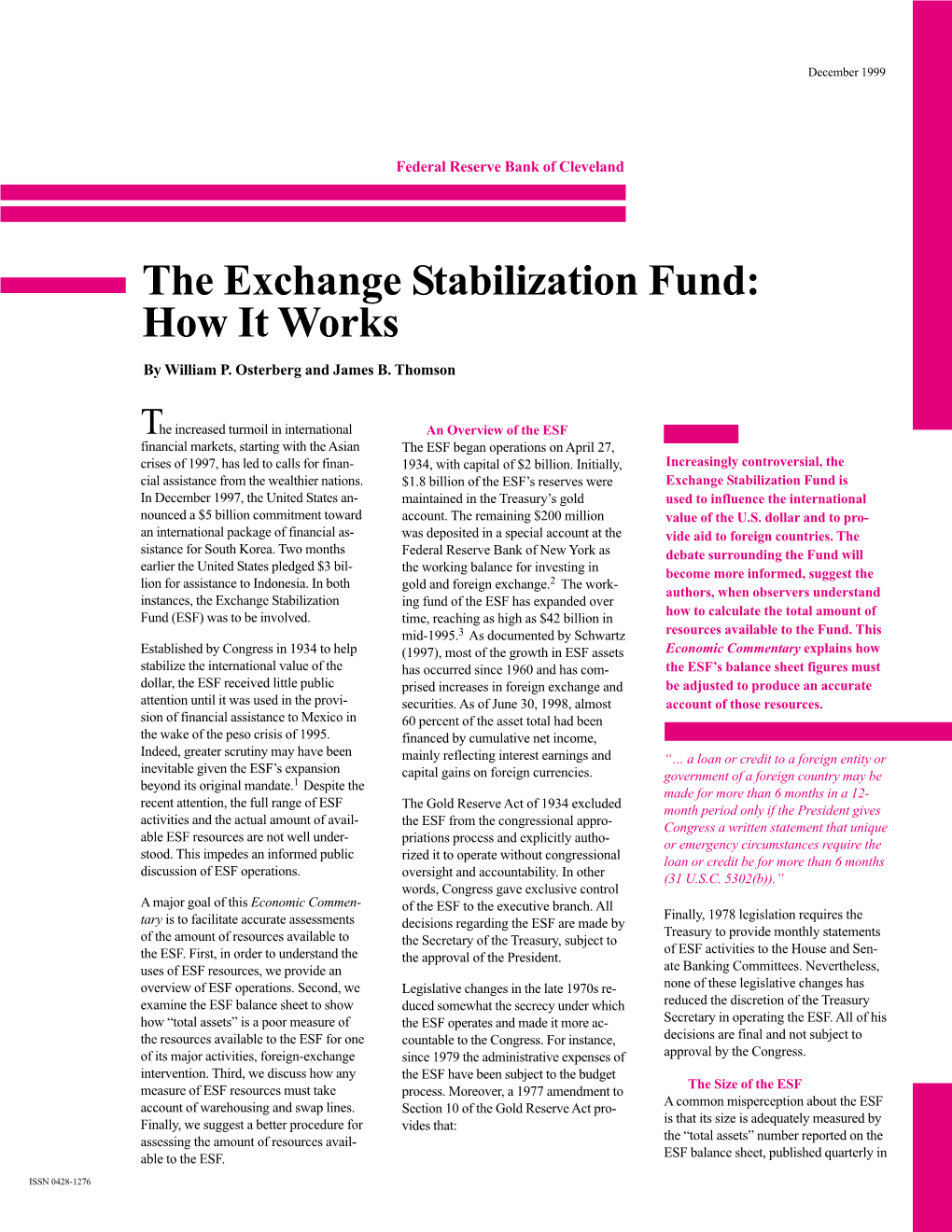 The Exchange Stabilization Fund: How It Works