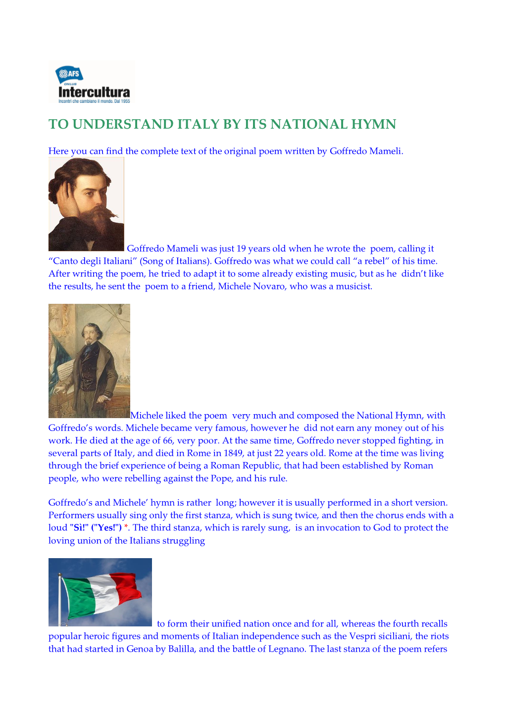 To Understand Italy by Its National Hymn