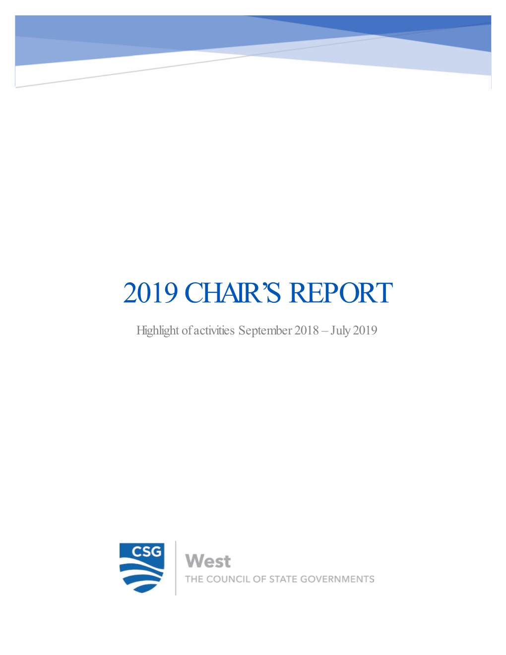 2019 Chair's Report