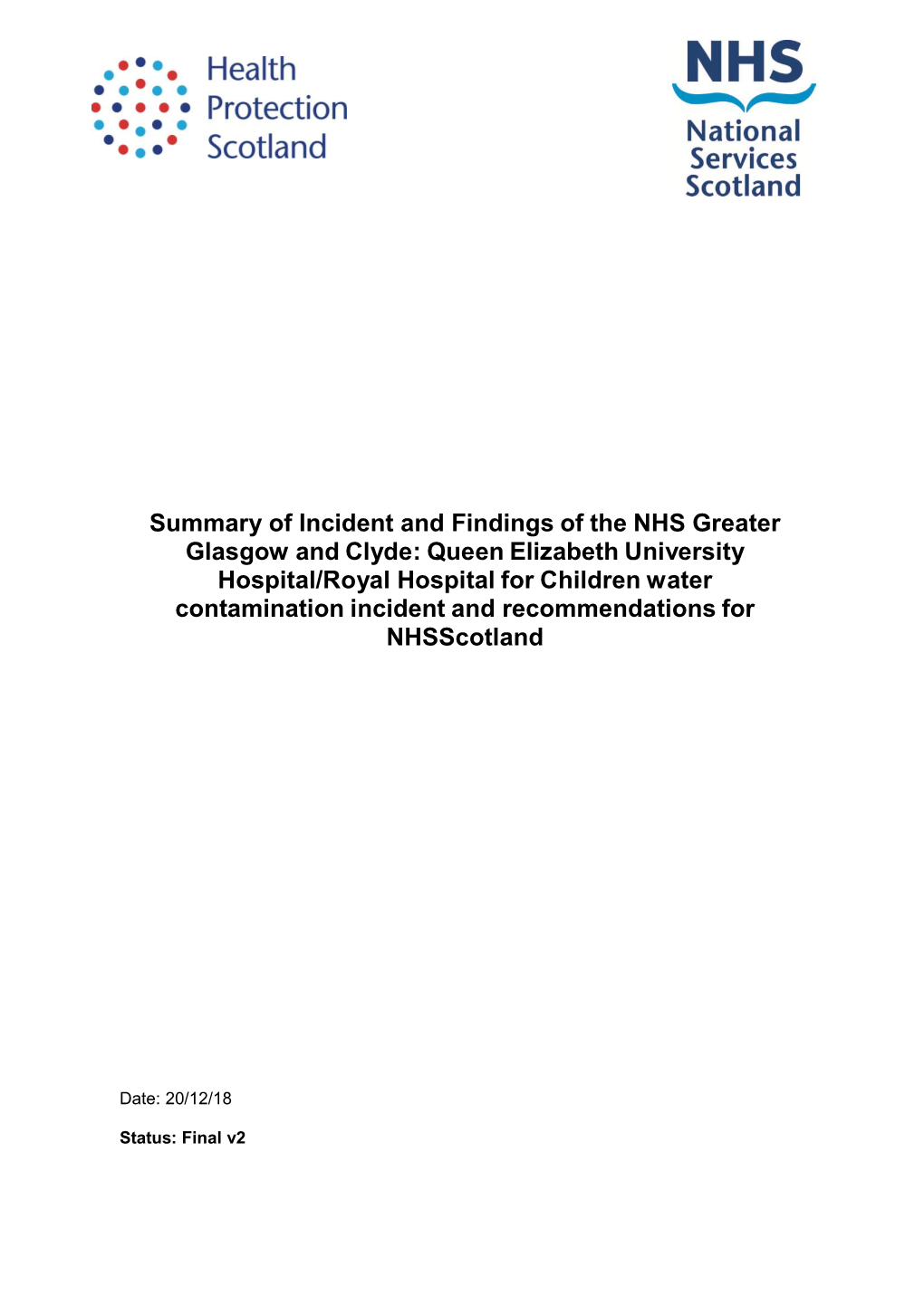 Summary of Incident and Findings of the NHS Greater Glasgow And