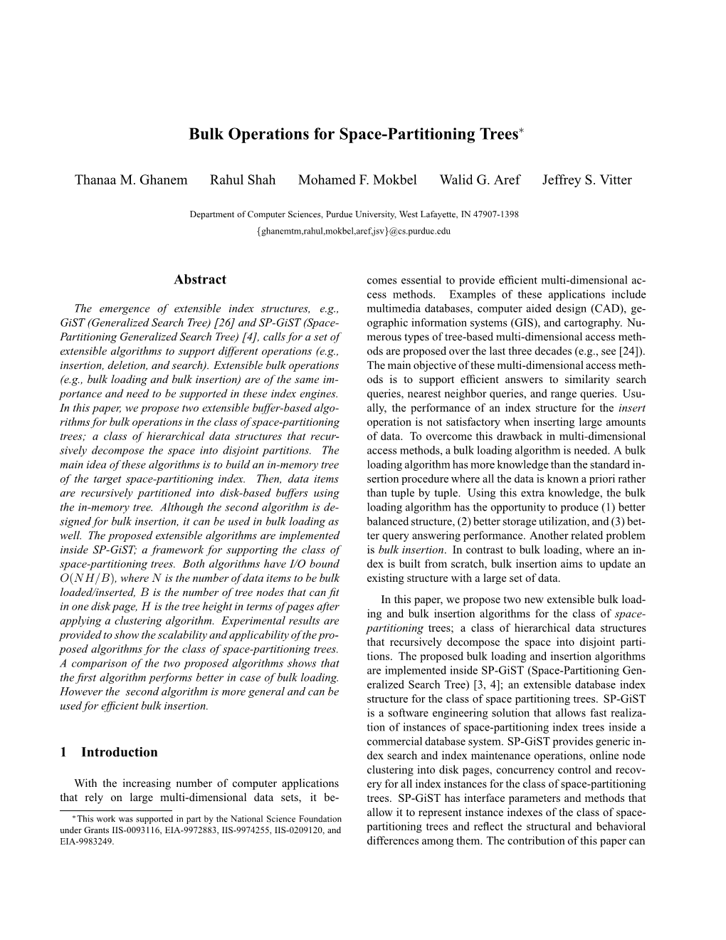 Bulk Operations for Space-Partitioning Trees∗