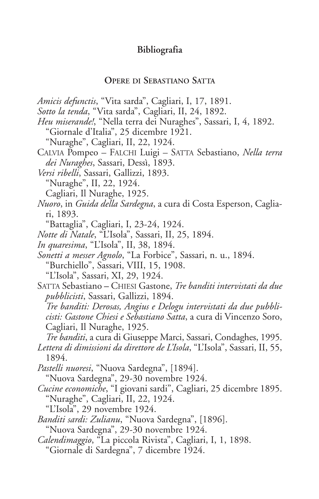 Bibliografia Amicis Defunctis, “Vita Sarda”, Cagliari, I