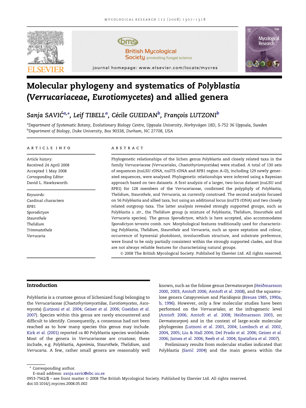 Verrucariaceae, Eurotiomycetes) and Allied Genera